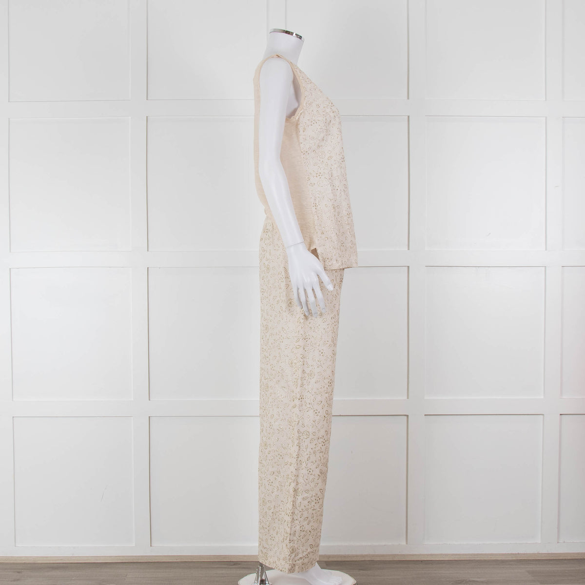 120% Lino Cream Gold Linen Sleeveless Top