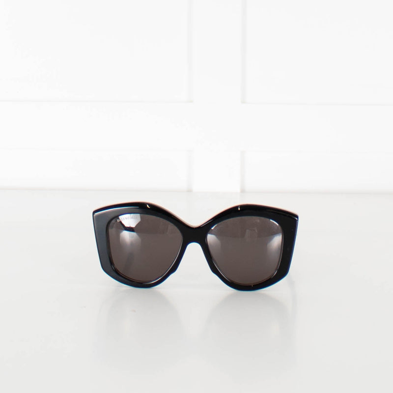 Balenciaga Black Acetate Cat Eye Sunglasses