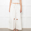 Loewe White Denim Belted Wide Crop Trousers