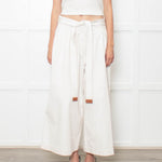 Loewe White Denim Belted Wide Crop Trousers