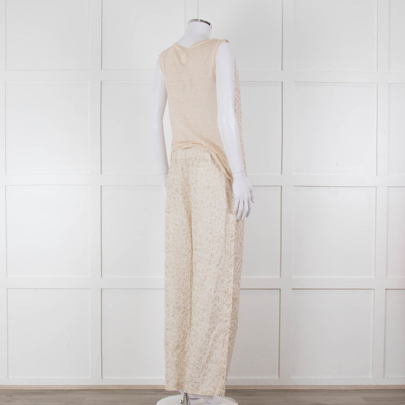 120% Lino Cream Gold Linen Trousers