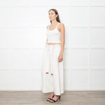 Loewe White Denim Belted Wide Crop Trousers