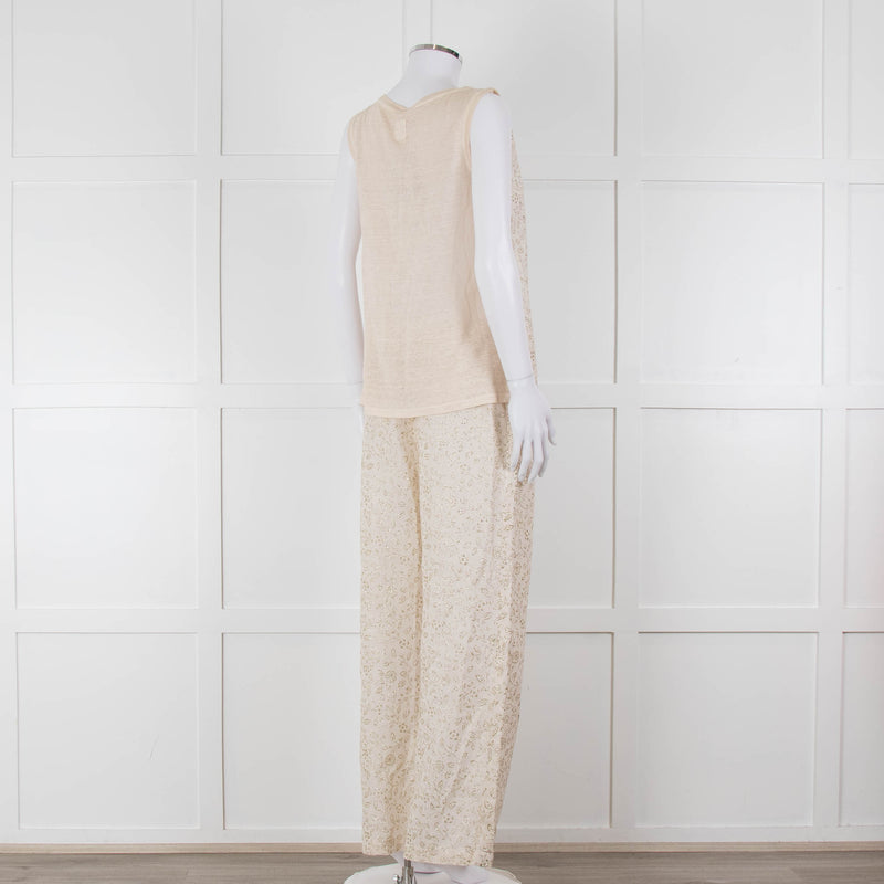 120% Lino Cream Gold Linen Trousers