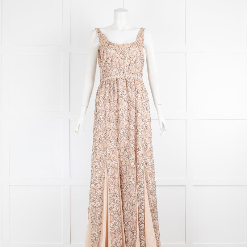 Alice & Olivia Black & Nude Lace Maxi Dress