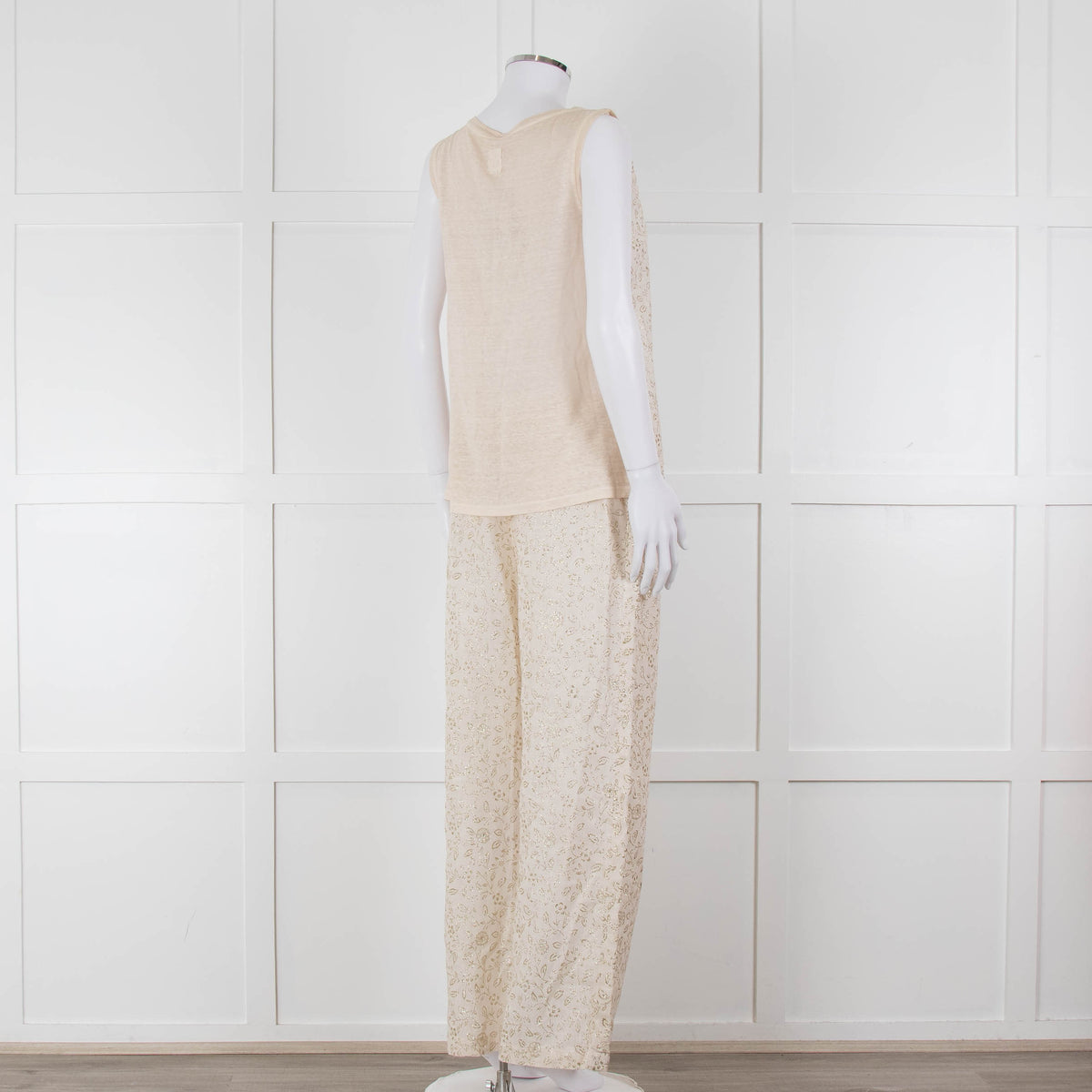 120% Lino Cream Gold Linen Sleeveless Top