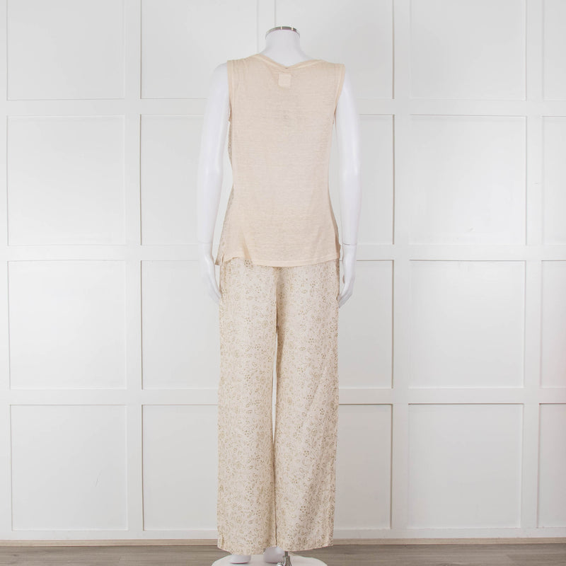 120% Lino Cream Gold Linen Trousers