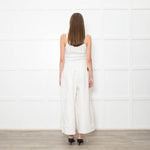 Loewe White Denim Belted Wide Crop Trousers