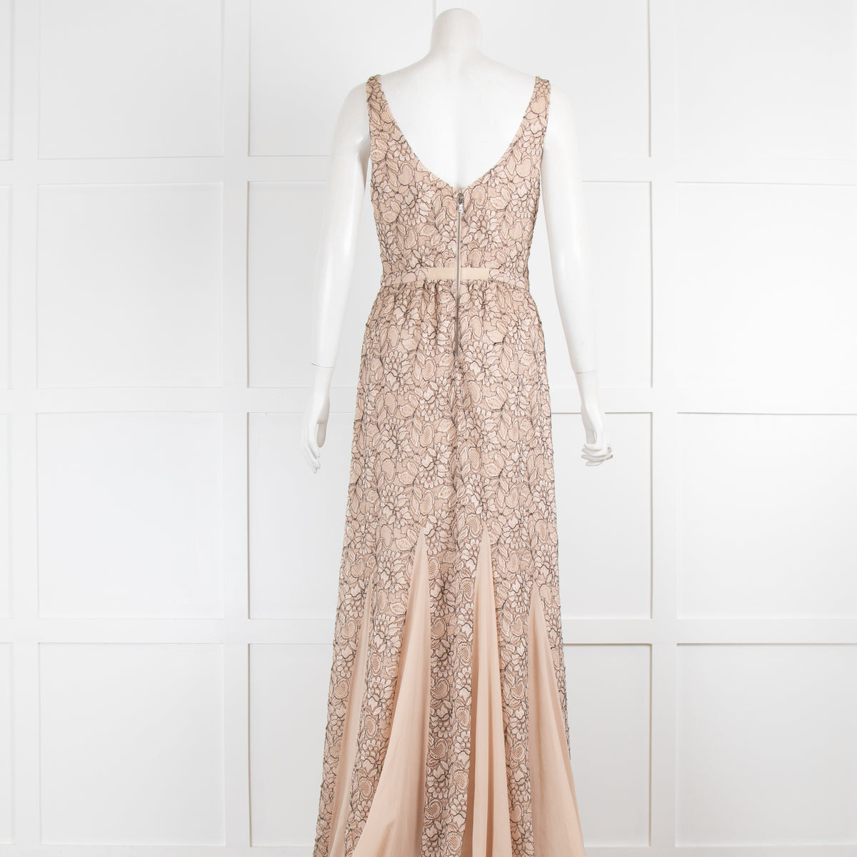 Alice & Olivia Black & Nude Lace Maxi Dress