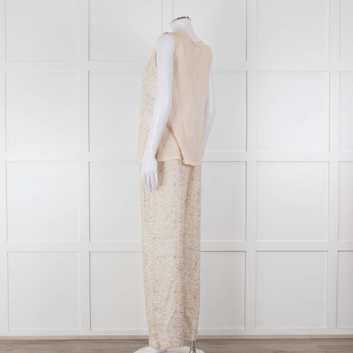 120% Lino Cream Gold Linen Sleeveless Top