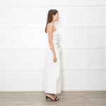Loewe White Denim Belted Wide Crop Trousers