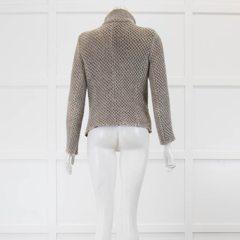 Iro Grey Thick Knit Zip Up Jacket