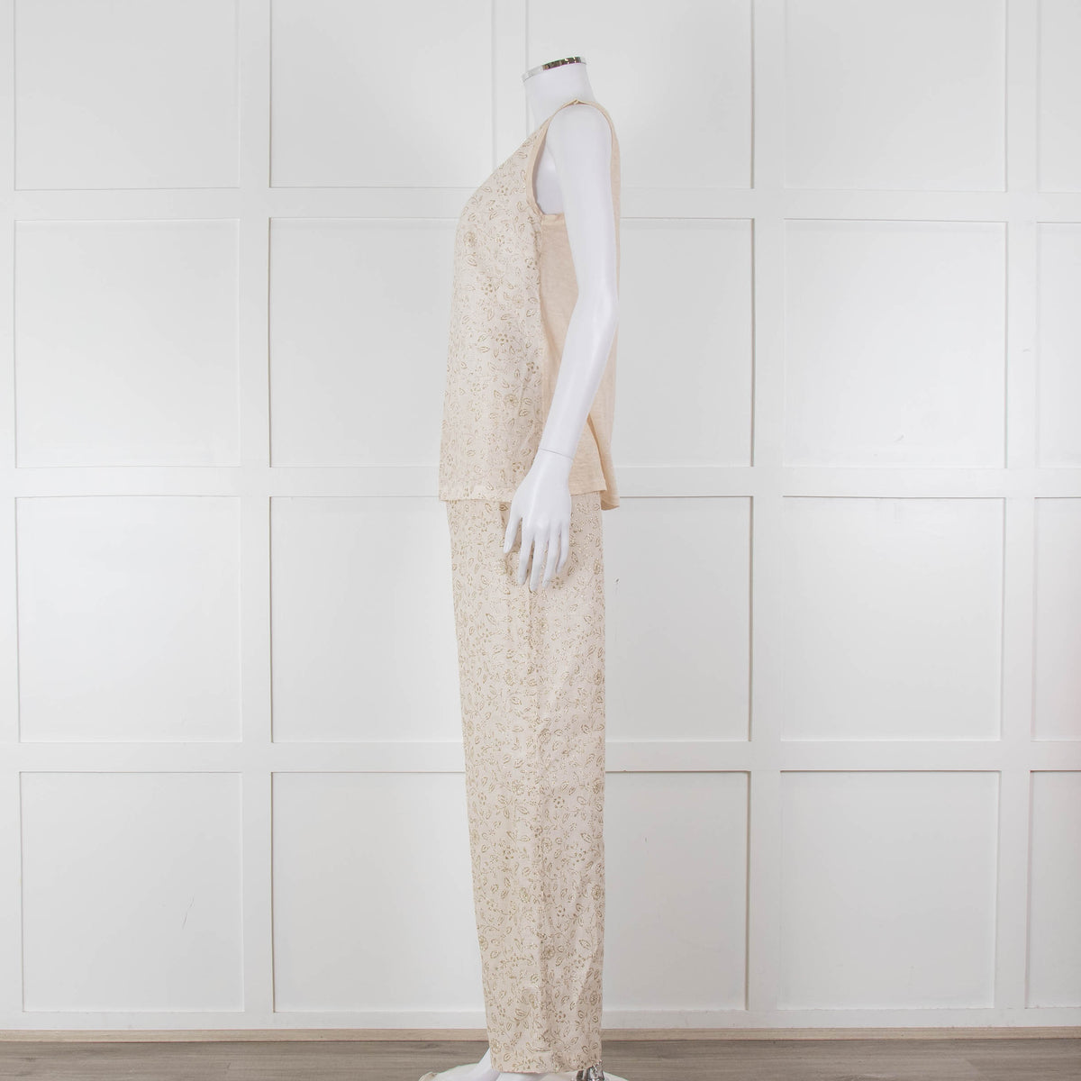 120% Lino Cream Gold Linen Sleeveless Top