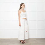 Loewe White Denim Belted Wide Crop Trousers
