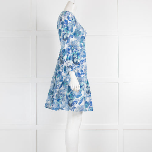 Heidi Klein Blue Patterned Tiered Mini Dress