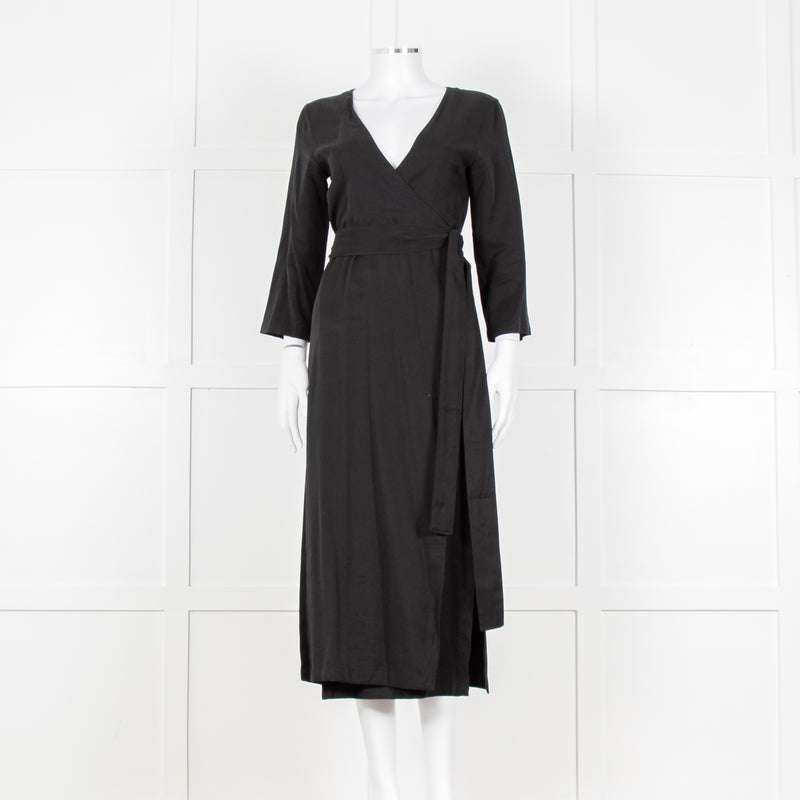 Haight Black Wrap Dress with 3/4 Sleeves