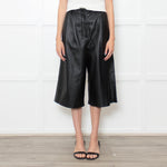 Joseph Black Leather Pleated Culottes