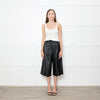 Joseph Black Leather Pleated Culottes