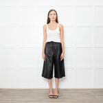Joseph Black Leather Pleated Culottes