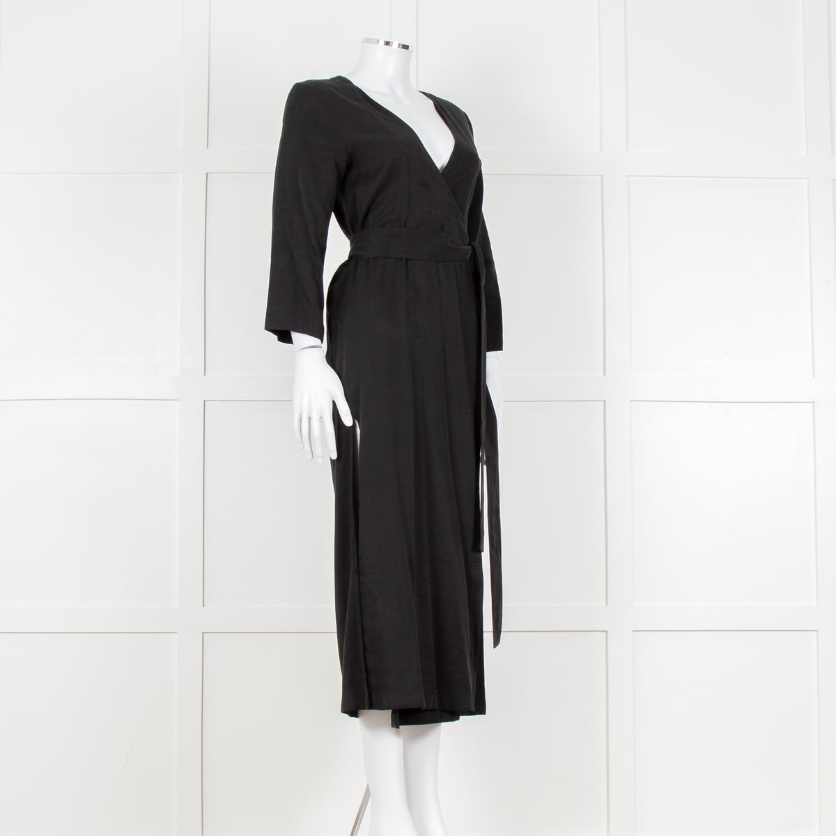 Haight Black Wrap Dress with 3/4 Sleeves
