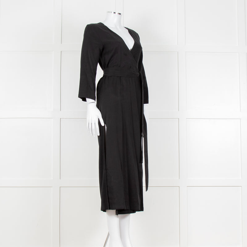 Haight Black Wrap Dress with 3/4 Sleeves