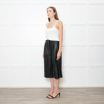 Joseph Black Leather Pleated Culottes