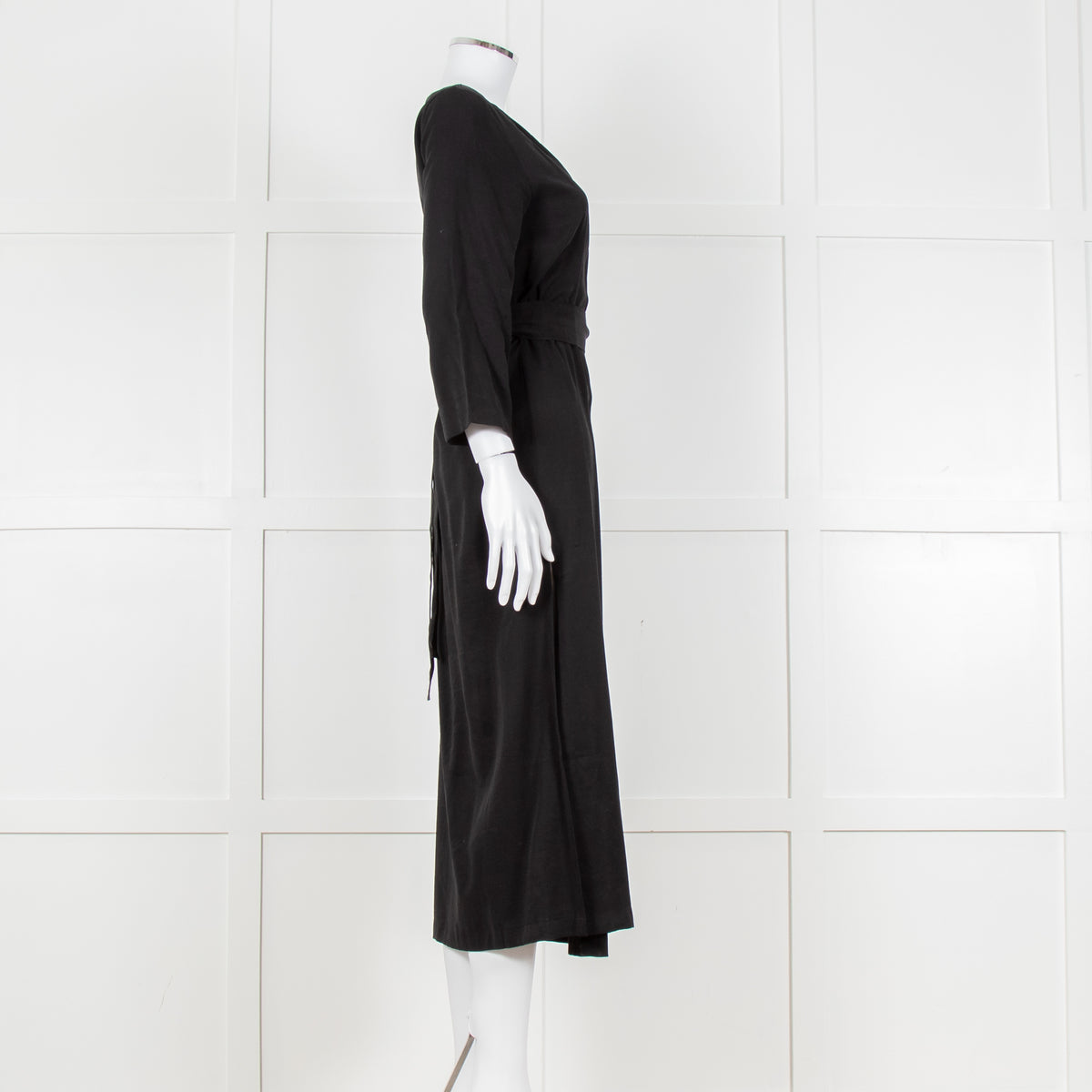 Haight Black Wrap Dress with 3/4 Sleeves