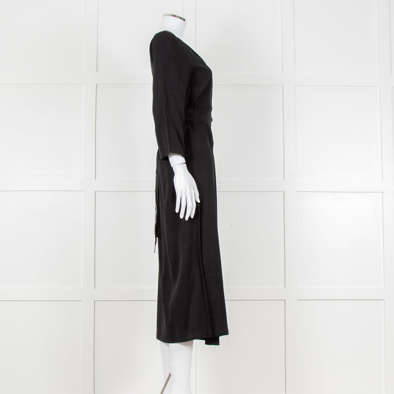 Haight Black Wrap Dress with 3/4 Sleeves