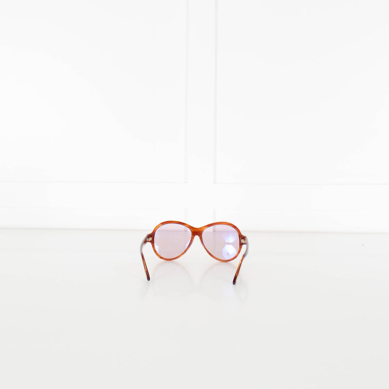 Tom Ford Brown Aviator Style Sunglasses With Purple Lens