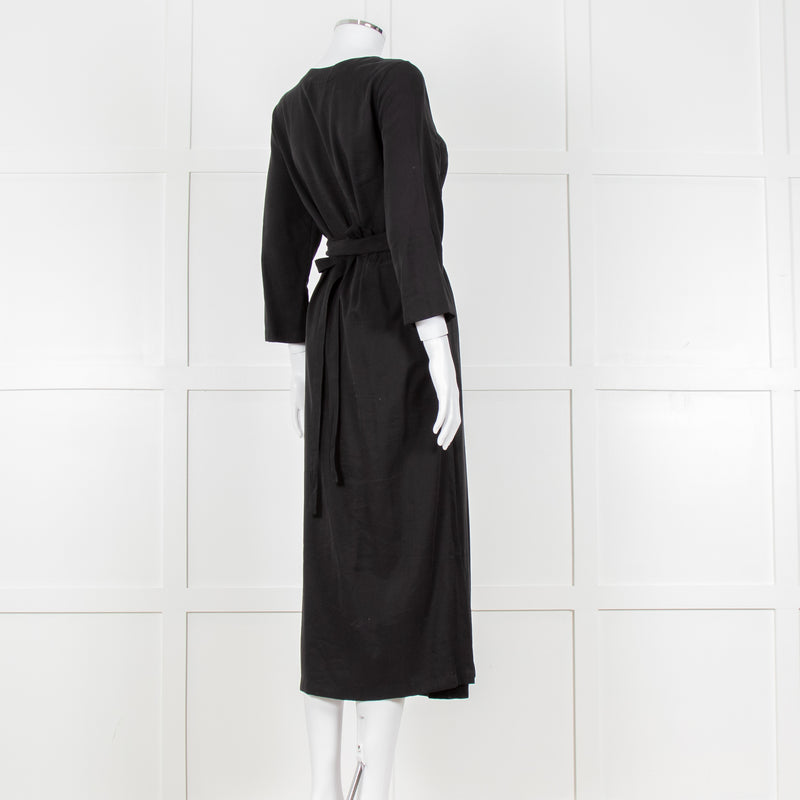 Haight Black Wrap Dress with 3/4 Sleeves