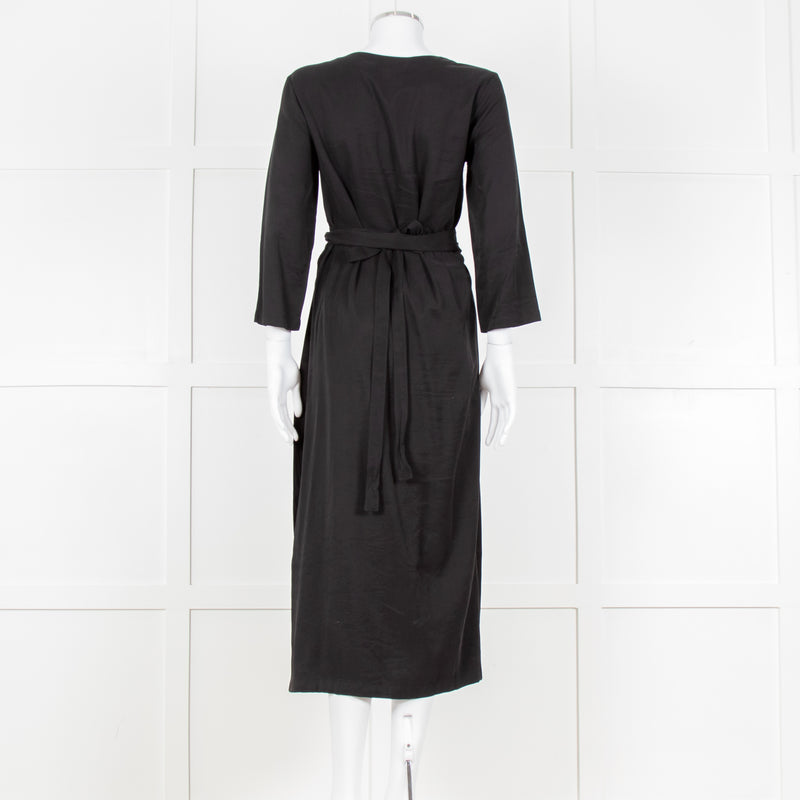 Haight Black Wrap Dress with 3/4 Sleeves