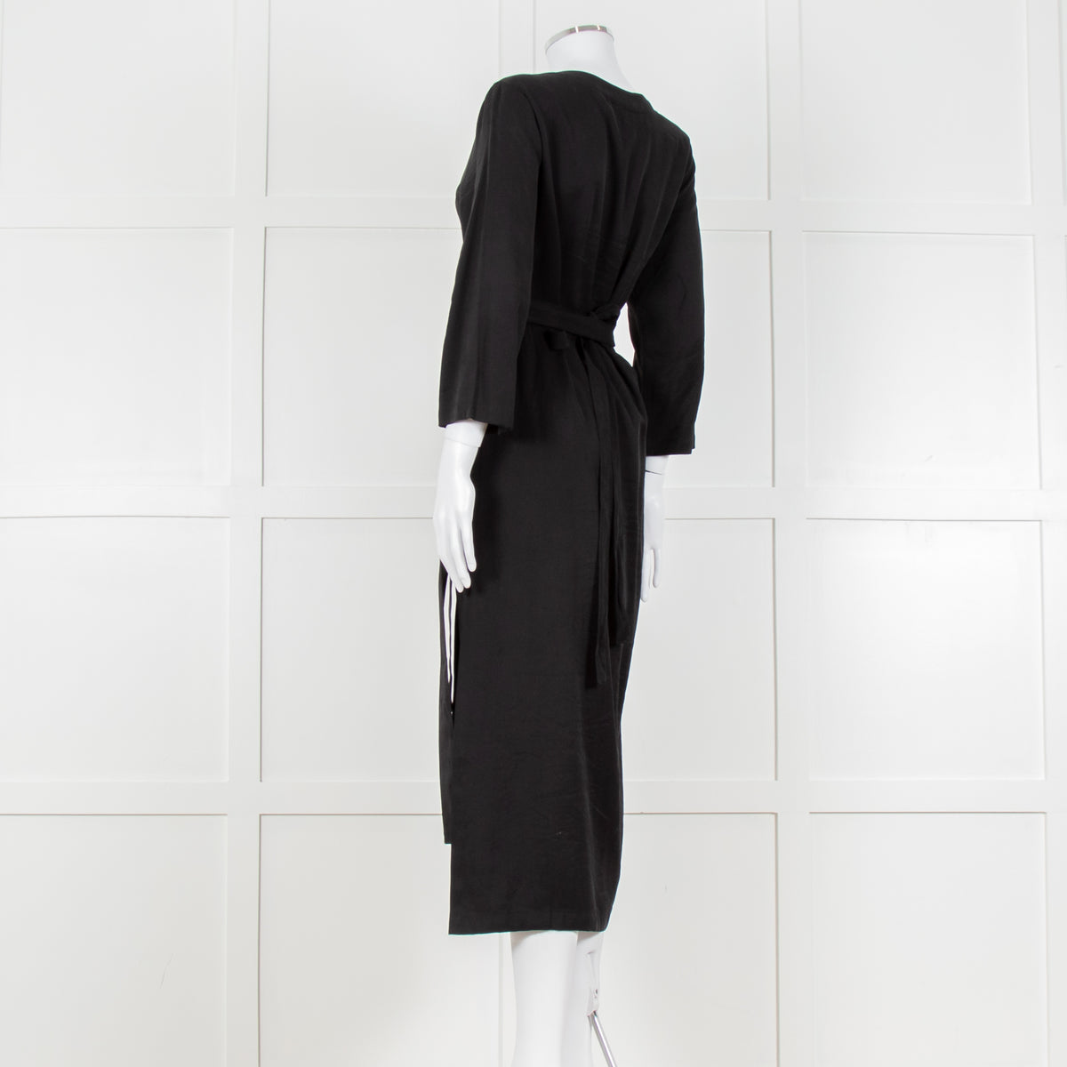 Haight Black Wrap Dress with 3/4 Sleeves