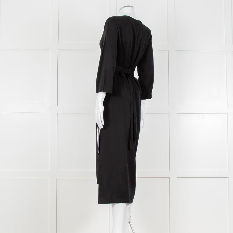 Haight Black Wrap Dress with 3/4 Sleeves