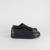 Max Mara Navy Blue Leather Lace Up Trainers