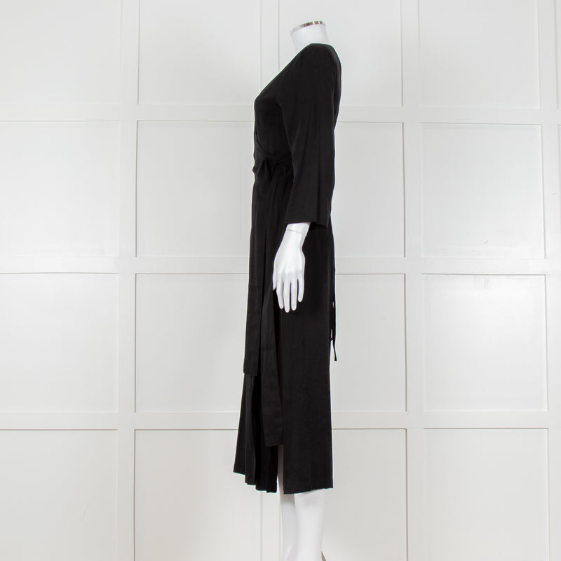 Haight Black Wrap Dress with 3/4 Sleeves