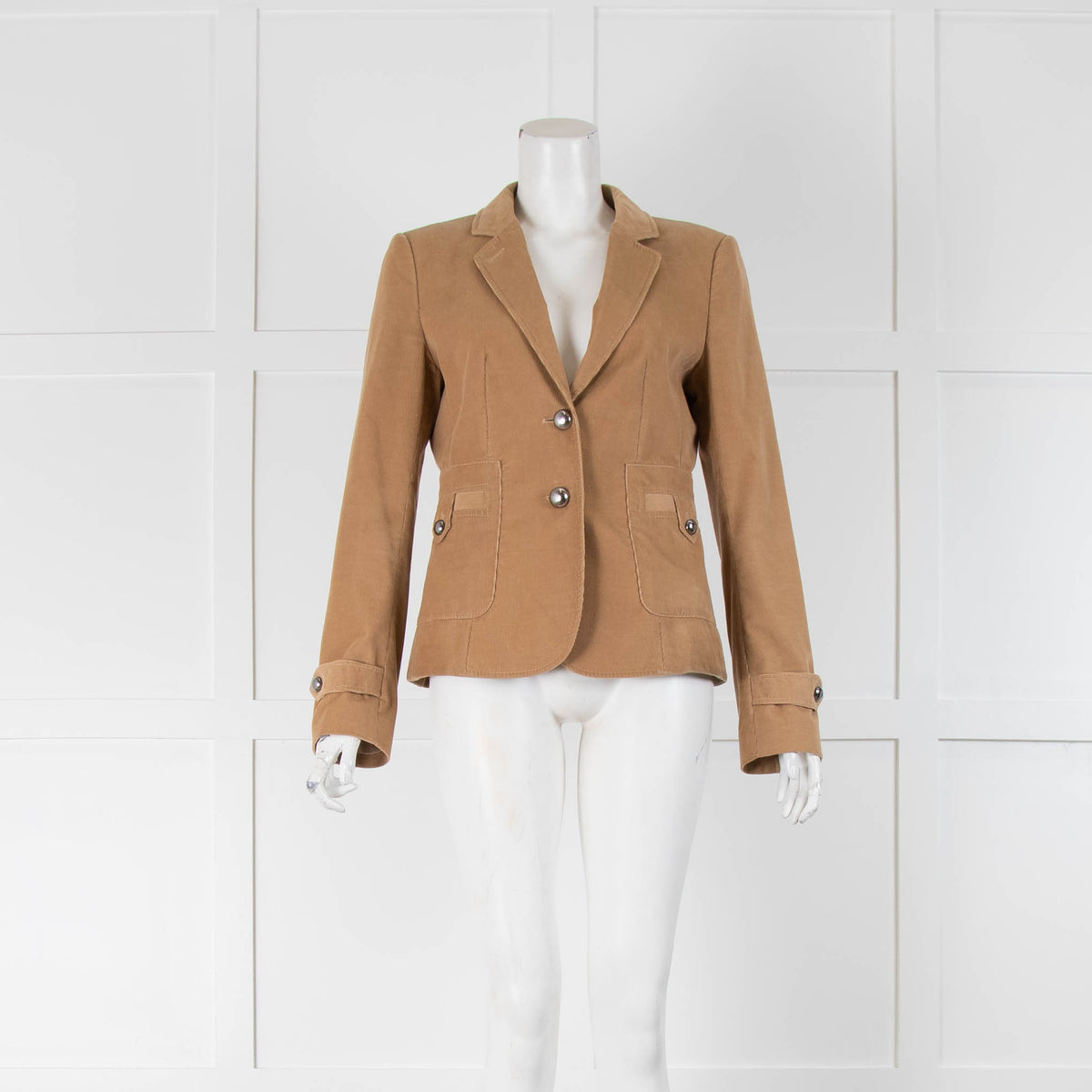 Strenesse Camel Cord Jacket with Silver Buttons