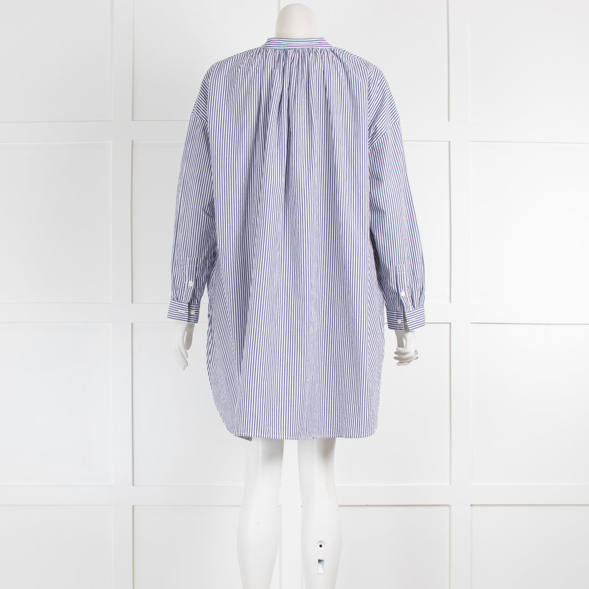 Veritecoeur White Blue Striped Oversized Shirt Top