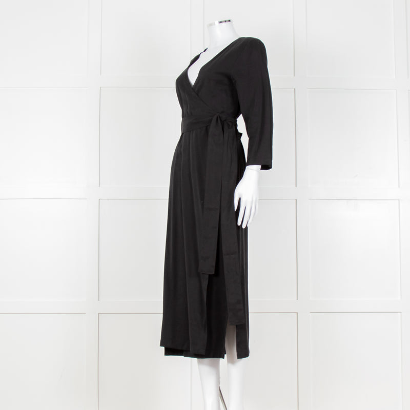 Haight Black Wrap Dress with 3/4 Sleeves