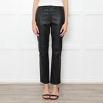 Joseph Black Stretch Leather Straight Leg Trousers