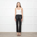Joseph Black Stretch Leather Straight Leg Trousers