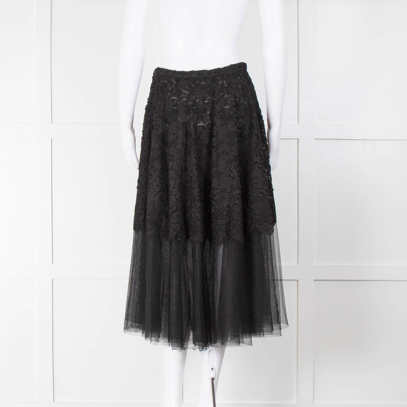 No 21 Black Lace Skirt with Organza Trim