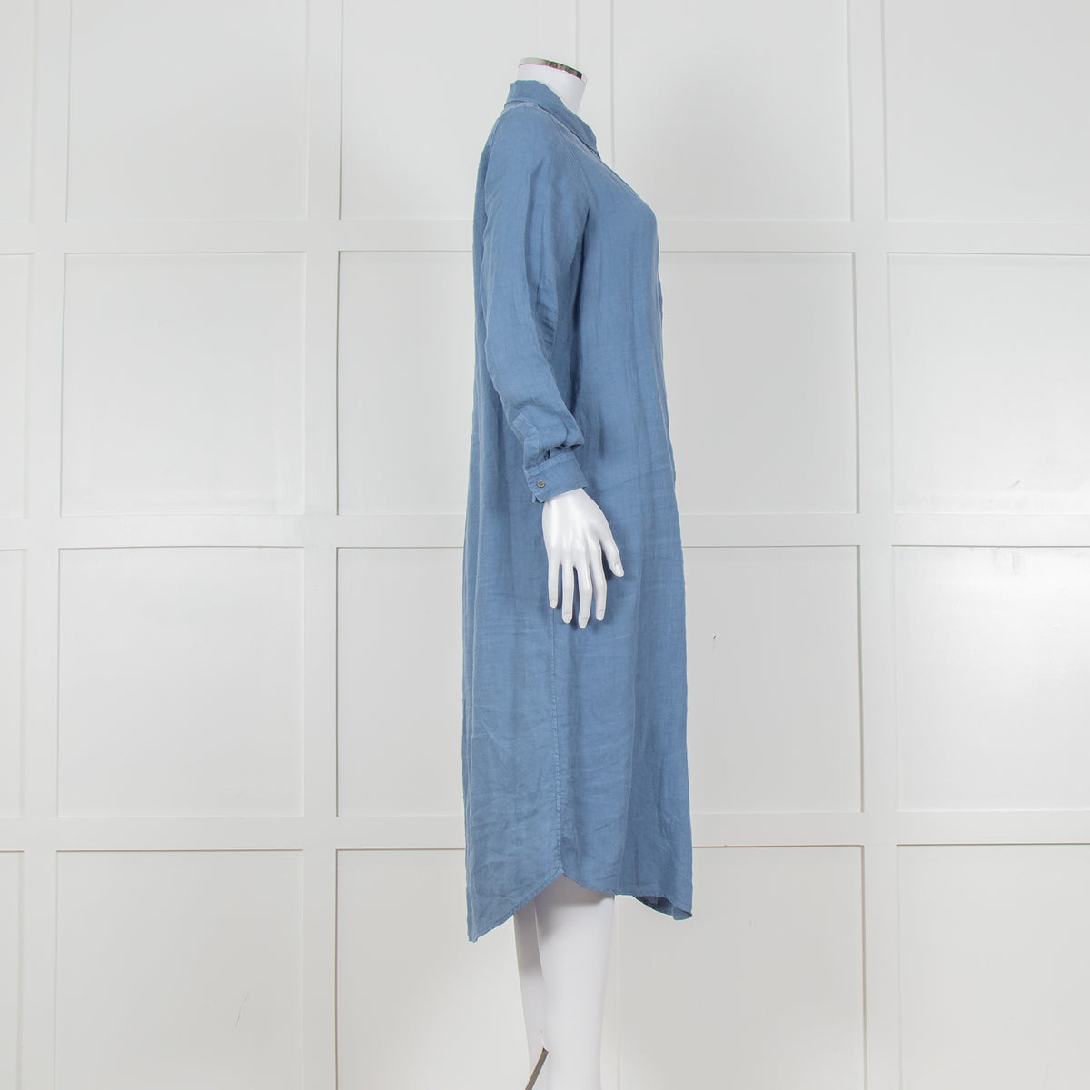 Le Sirenuse Blue Linen Midi Shirt Dress
