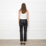Joseph Black Stretch Leather Straight Leg Trousers