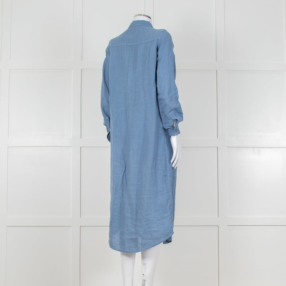 Le Sirenuse Blue Linen Midi Shirt Dress