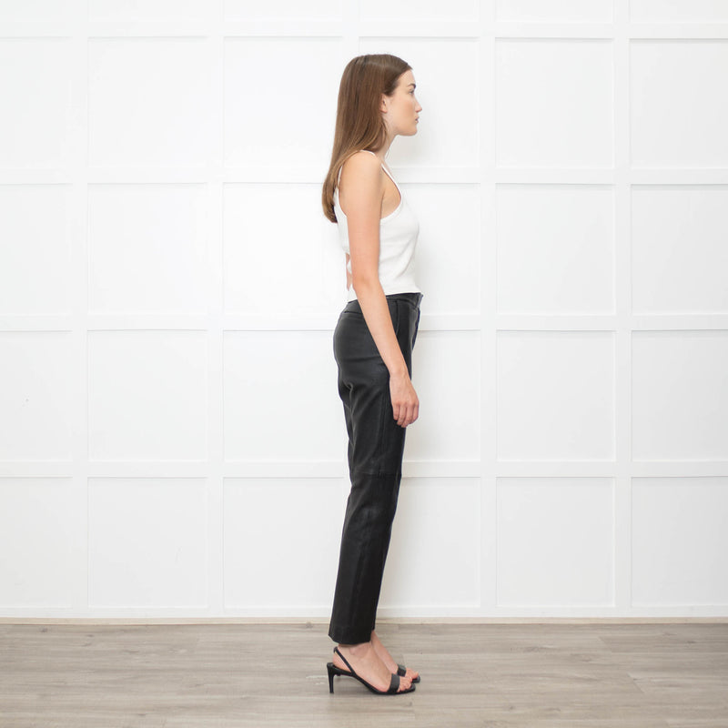 Joseph Black Stretch Leather Straight Leg Trousers