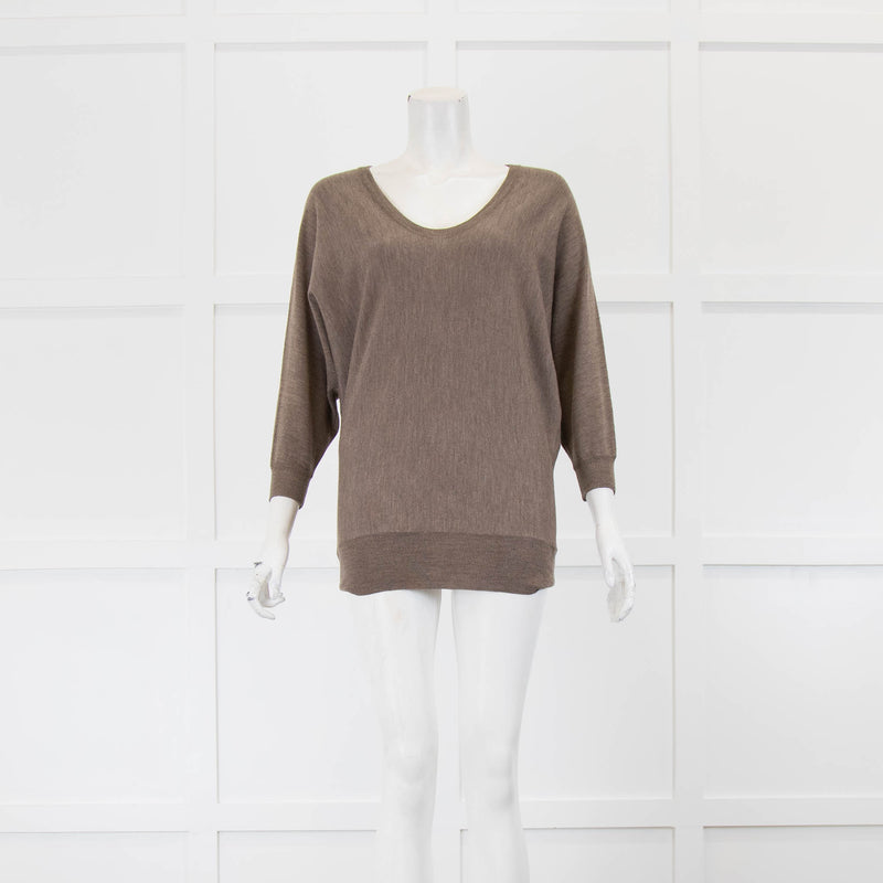 Joseph Brown V Neck Batwing Wool Jumper