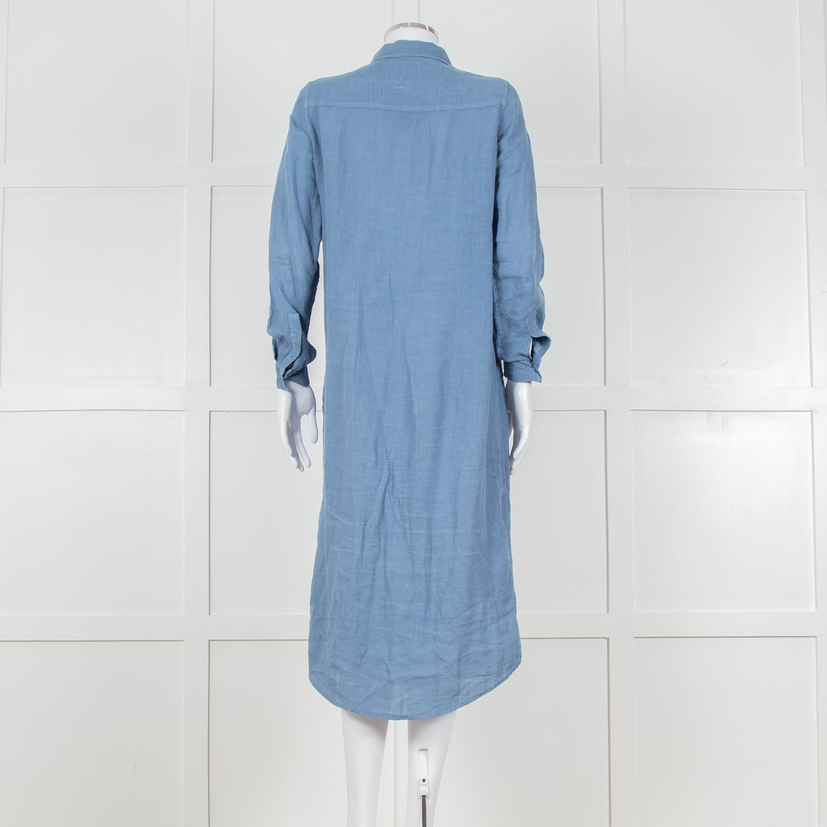 Le Sirenuse Blue Linen Midi Shirt Dress