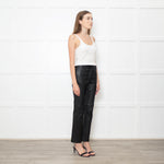 Joseph Black Stretch Leather Straight Leg Trousers