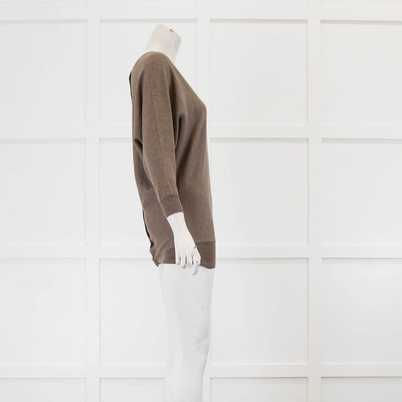 Joseph Brown V Neck Batwing Wool Jumper