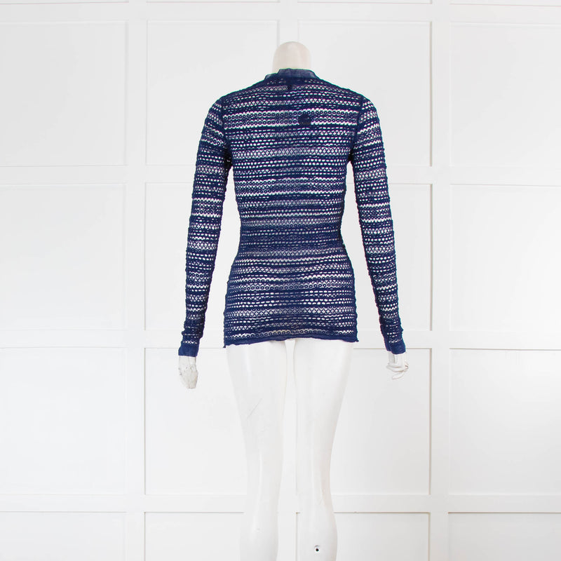 Isabel Marant Blue Stretch Lace Long Sleeve Top