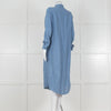 Le Sirenuse Blue Linen Midi Shirt Dress